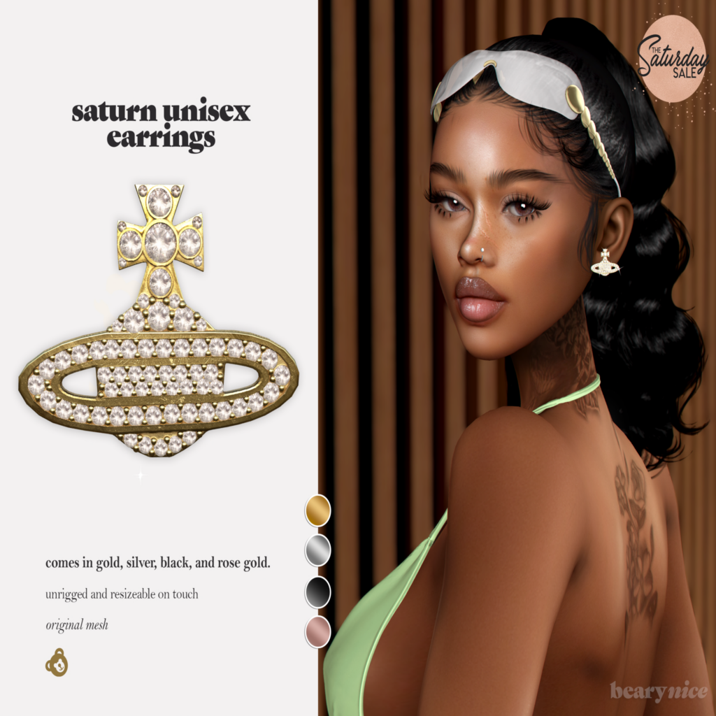 Saturn Unisex Earrings	&lt;a href=&quot;http://maps.secondlife.com/secondlife/Infinite%20Forest/166/10/1999&quot;&gt;Teleport&lt;/a&gt;