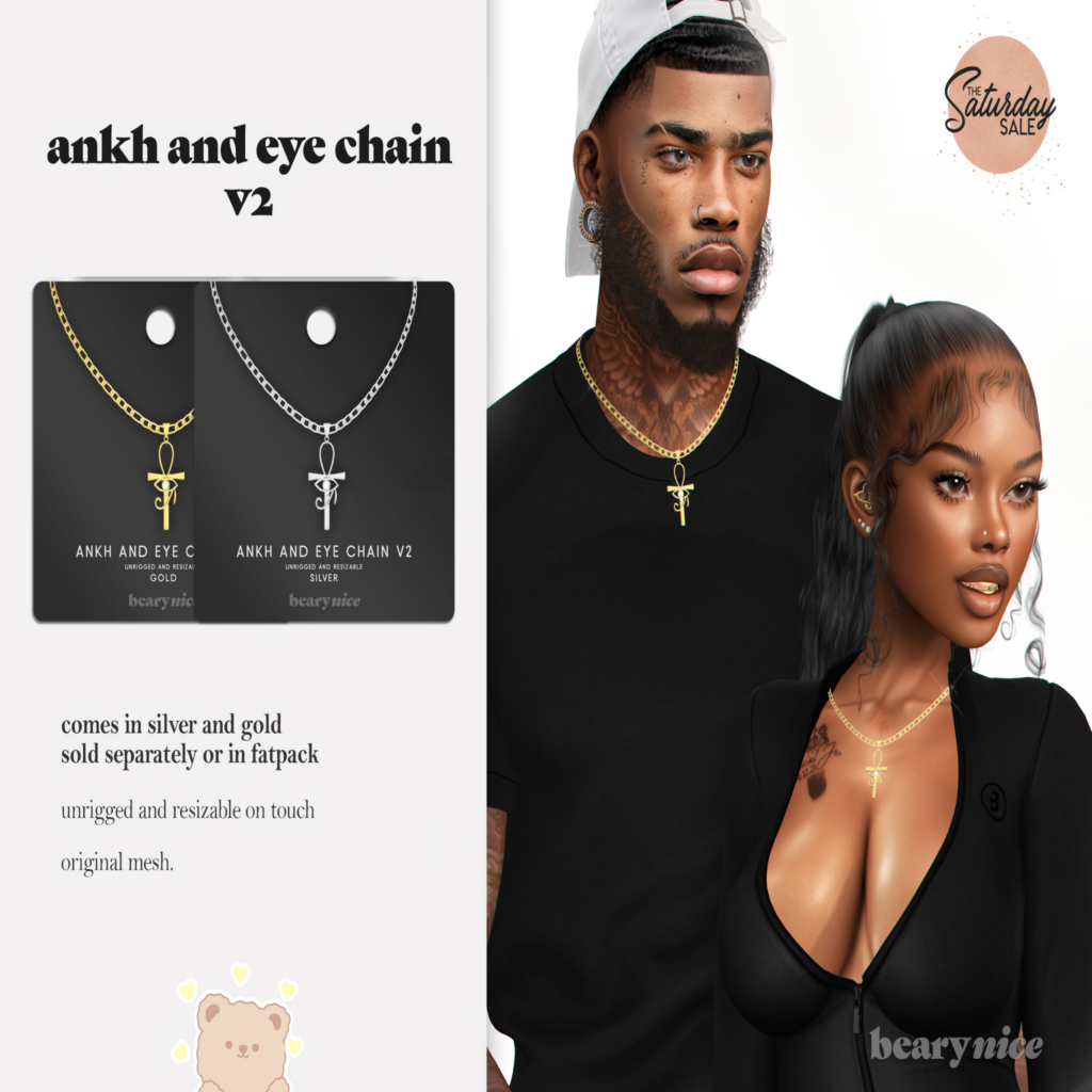 Ankh And Eye Chain Necklace	&lt;a href=&quot;http://maps.secondlife.com/secondlife/Infinite%20Forest/166/10/1999&quot;&gt;Teleport&lt;/a&gt;