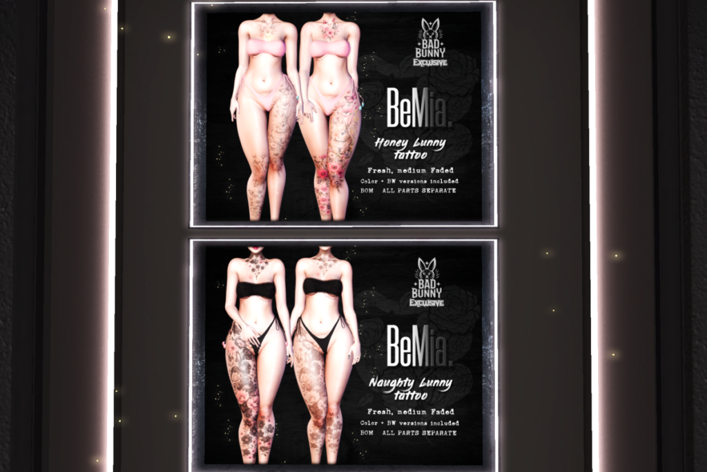 Honey Bunny and Naughty Bunny Tattoos - BOM, L$210 each