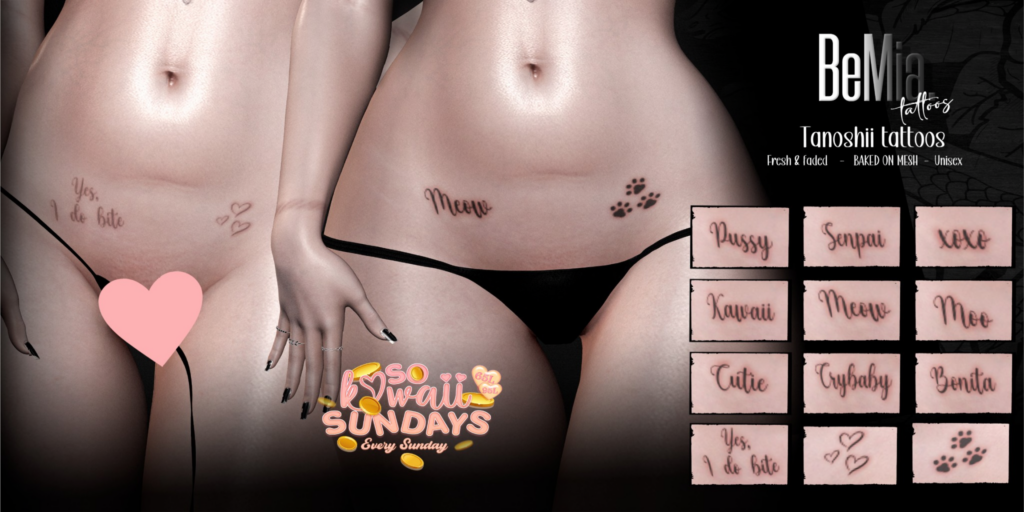 Tanoshii Tattoos - BOM	&lt;a href=&quot;http://maps.secondlife.com/secondlife/Rosehaven/218/121/2501&quot;&gt;Teleport&lt;/a&gt;