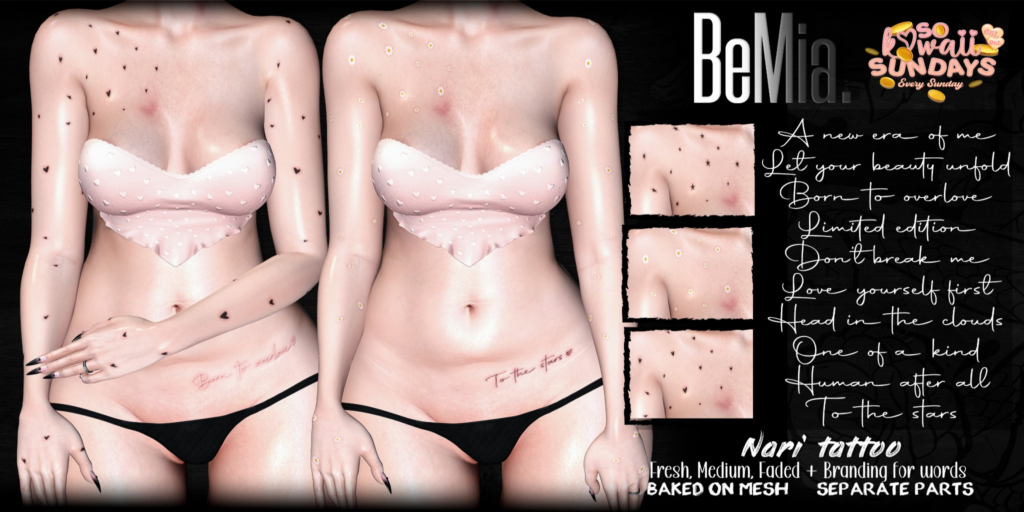Nari Tattoo - BOM	&lt;a href=&quot;http://maps.secondlife.com/secondlife/Rosehaven/218/121/2501&quot;&gt;Teleport&lt;/a&gt;