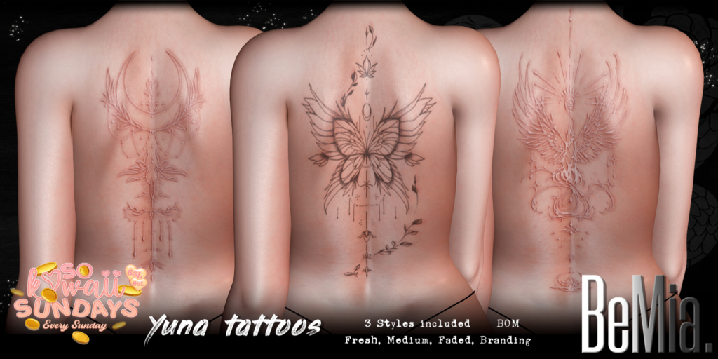 Yuna Tattoo - BOM	&lt;a href=&quot;http://maps.secondlife.com/secondlife/Rosehaven/218/121/2501&quot;&gt;Teleport&lt;/a&gt;