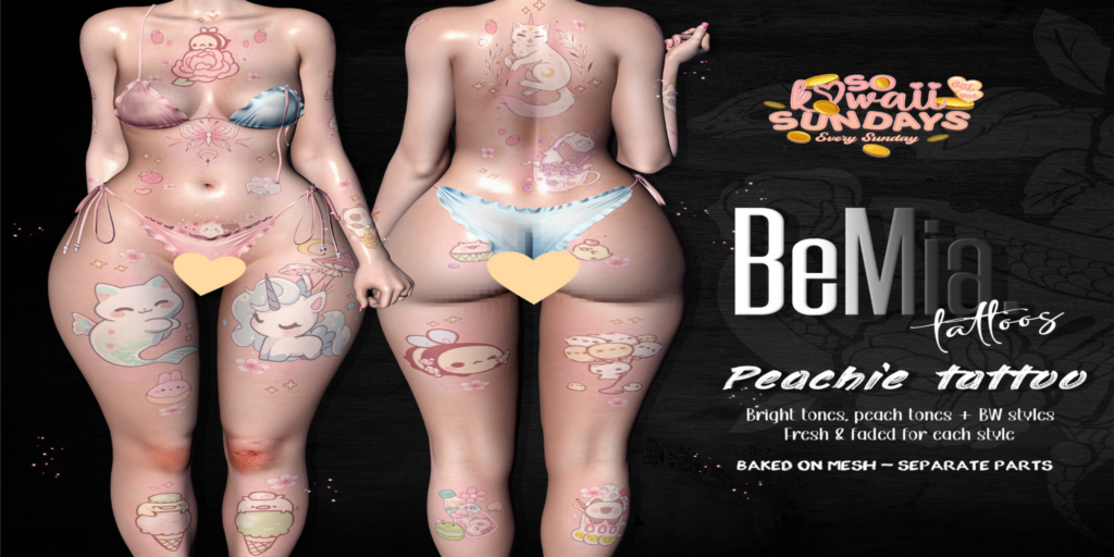 Peachie Tattoo - BOM	&lt;a href=&quot;http://maps.secondlife.com/secondlife/Rosehaven/218/121/2501&quot;&gt;Teleport&lt;/a&gt;