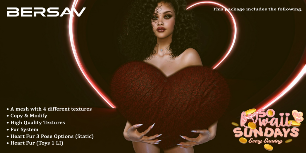 Heart Fur Decor &amp; Holdable	&lt;a href=&quot;http://maps.secondlife.com/secondlife/Alyssum%20Island/77/192/22&quot;&gt;Teleport&lt;/a&gt;