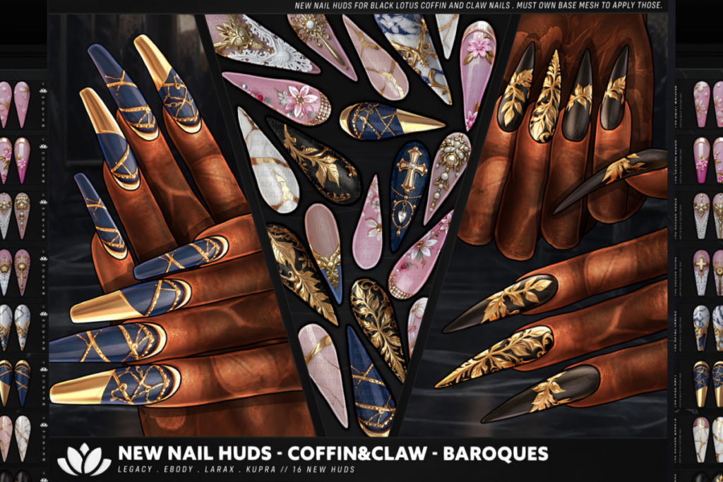 Baroque Coffin &amp; Claw Nail HUDS - Inithium/Legacy/MaitreyaX/Reborn, L$255 each/L$415 each FP
