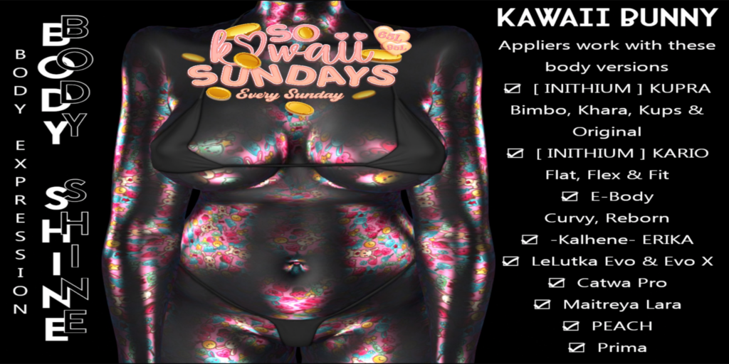 Kawaii Bunny - see ad for fits	&lt;a href=&quot;http://maps.secondlife.com/secondlife/Country%20Hideaway/66/46/3588&quot;&gt;Teleport&lt;/a&gt;