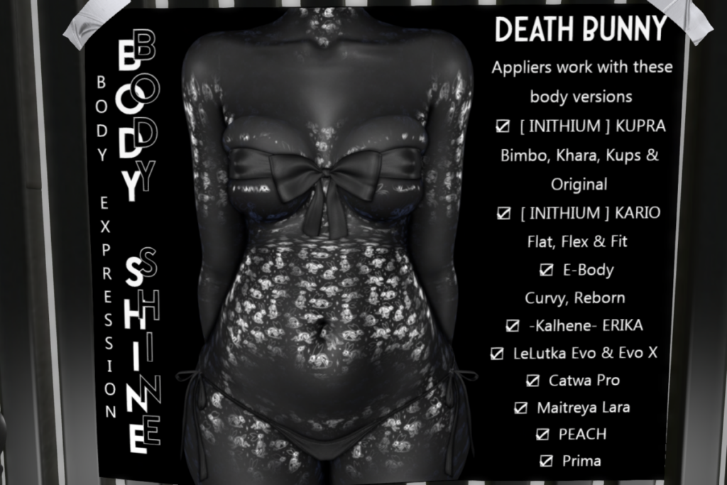 Death Bunny Appliers - See AD for fits, L$200-L$300 each/L$1200 FP