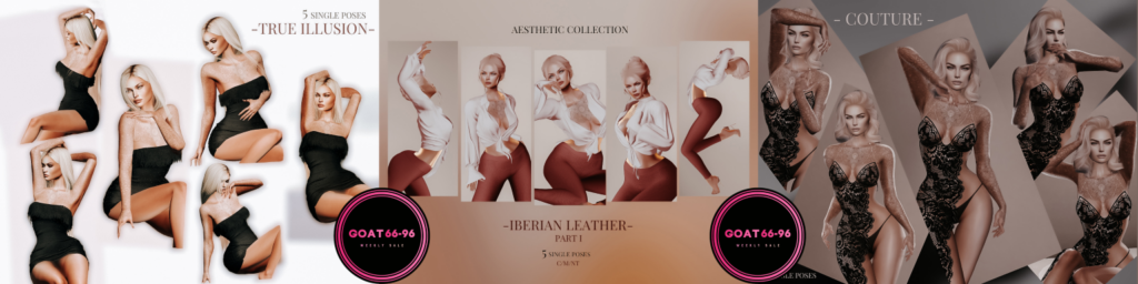 True Illusion, Iberian Leather Part I, and Couture Pose Packs