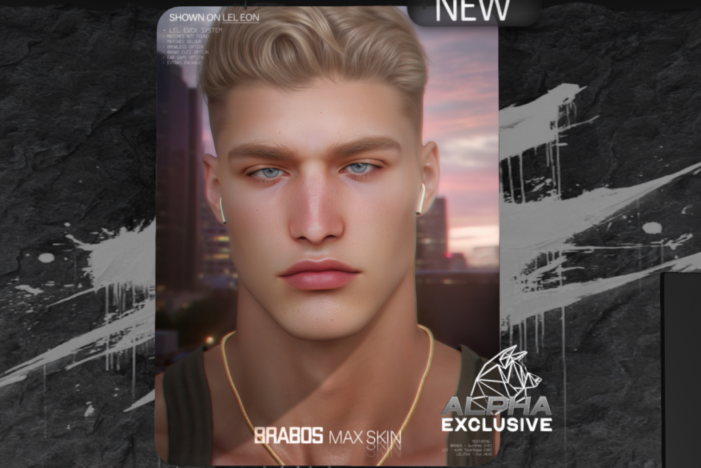 Max Skin - EvoX/Not Found/Velour, L$699 each/L$999 each FP/L$1299 MP | Max Male Shape - EvoX Eon, L$149