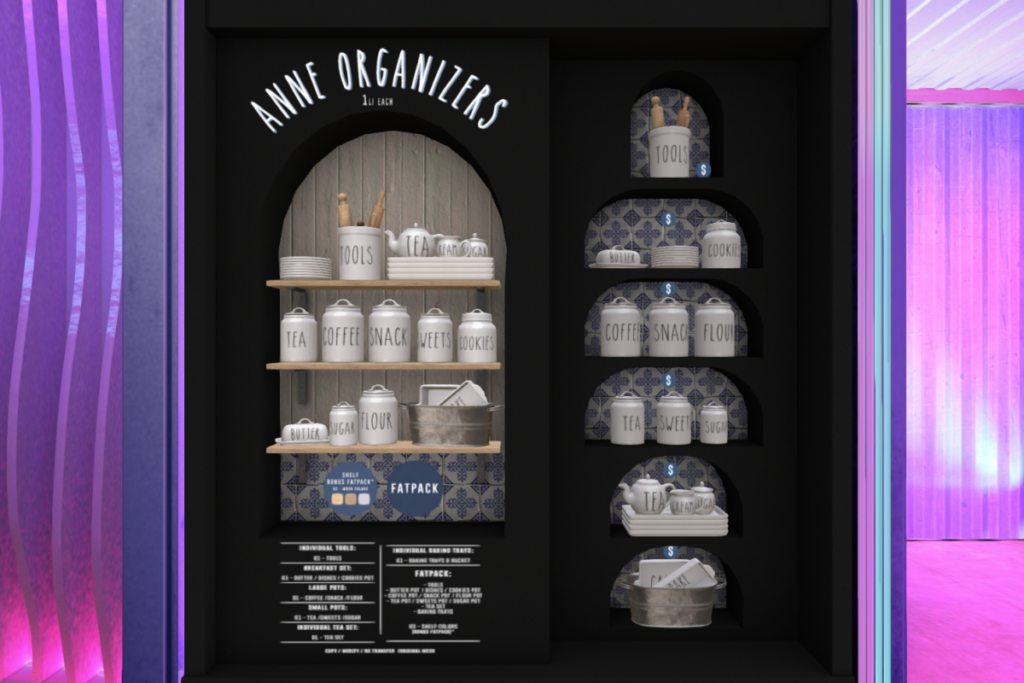 Anne Organizers, L$99 each/L$399 FP