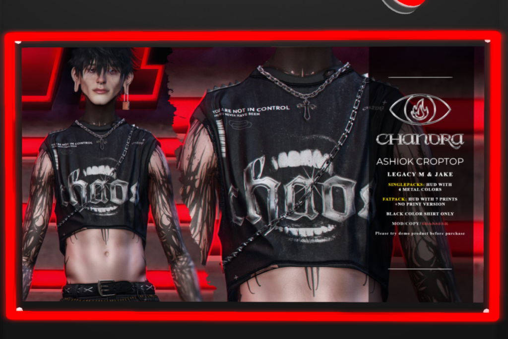 Ashiok Croptop - Jake/Legacy, L$250 each/L$1500 FP