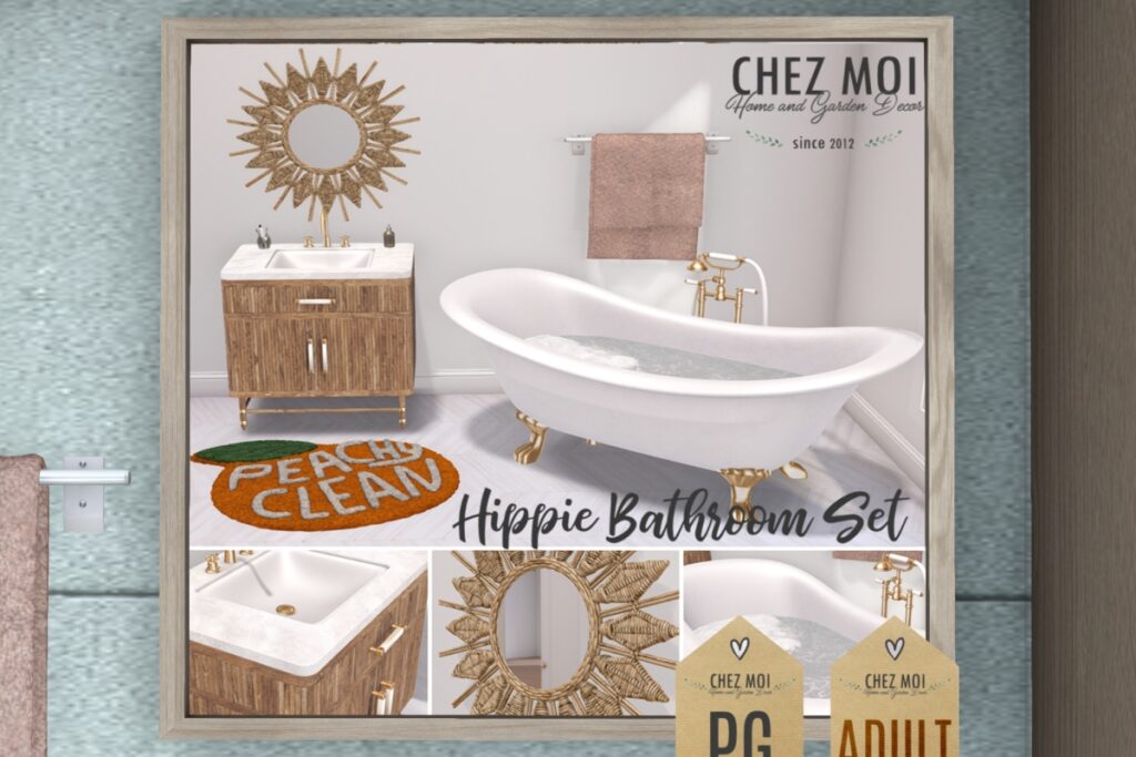 Hippie Bathroom Decor Set, L$64-L$319 each/L$440 PG FP/L$600 Adult FP