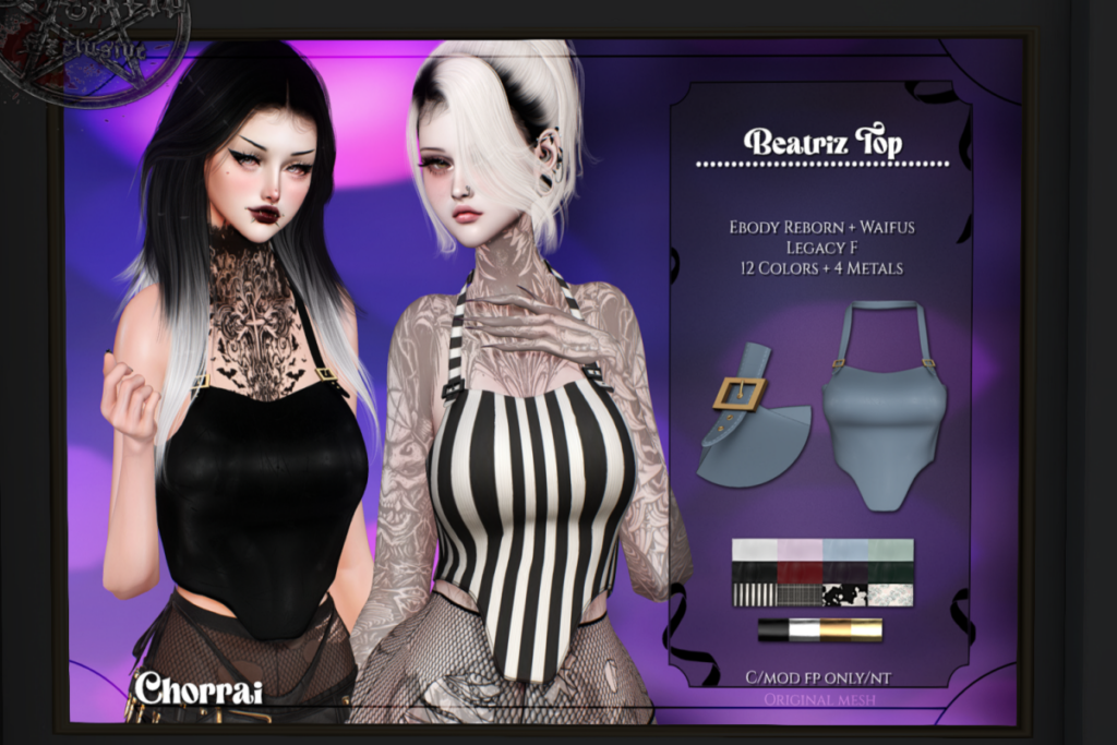 Beatriz Top - Legacy/Reborn/+mods, L$300 each/L$800 FP