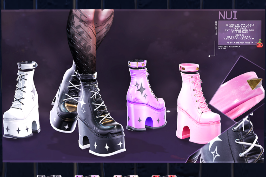 Nui Boots - Legacy M+F/MaitreyaX/Reborn, L$249 each/L$2222 FP