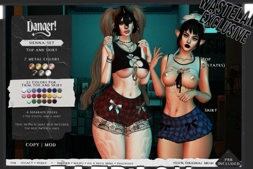 Sienna Top and Skirt - Legacy/Reborn/+mods, L$199 each/L$699 FP
