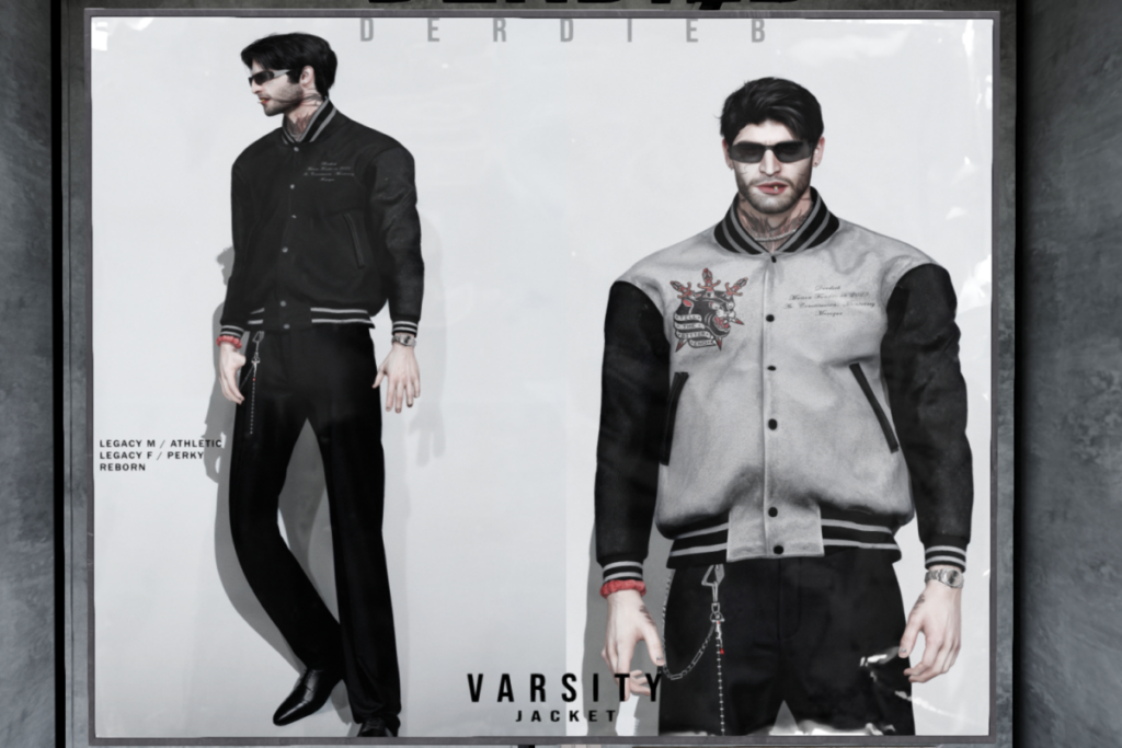 Varsity Jacket - Legacy F+M/Reborn/+mods, L$300 each/L$1850 FP