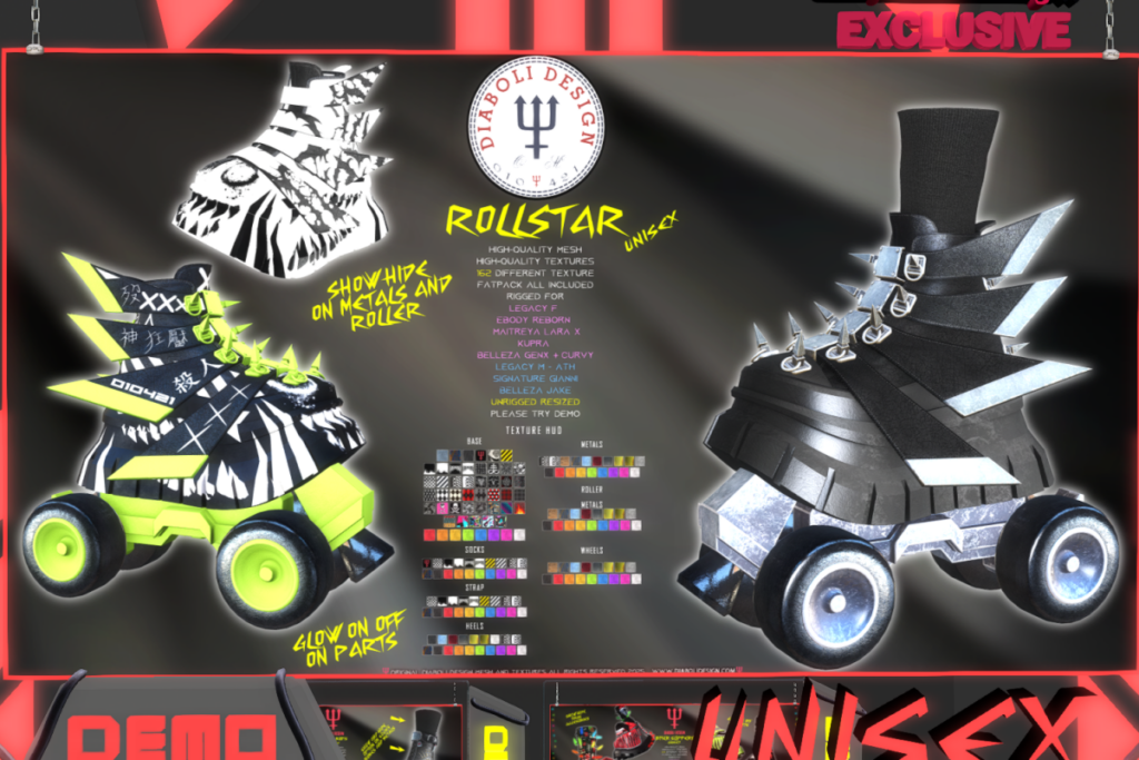 Rollstar Shoes - GenX/Gianni/Inithium F+M/Legacy F+M/MaitreyaX/Reborn/Unrigged, L$999
