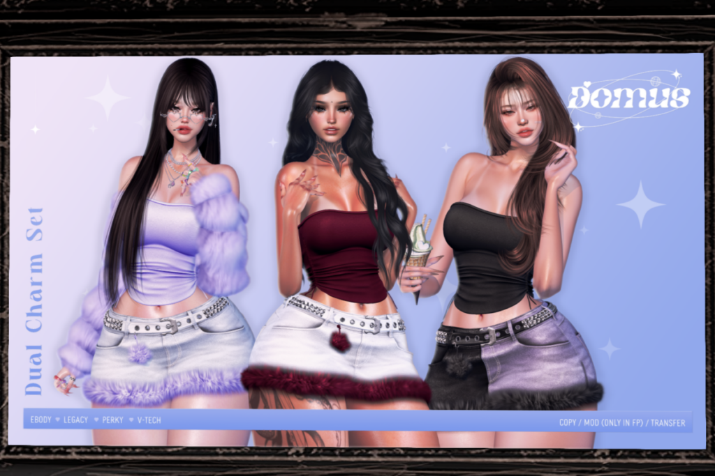 Dual Charm Top and Skirt - Legacy/Reborn/+mods, L$399 each/L$1250 each FP