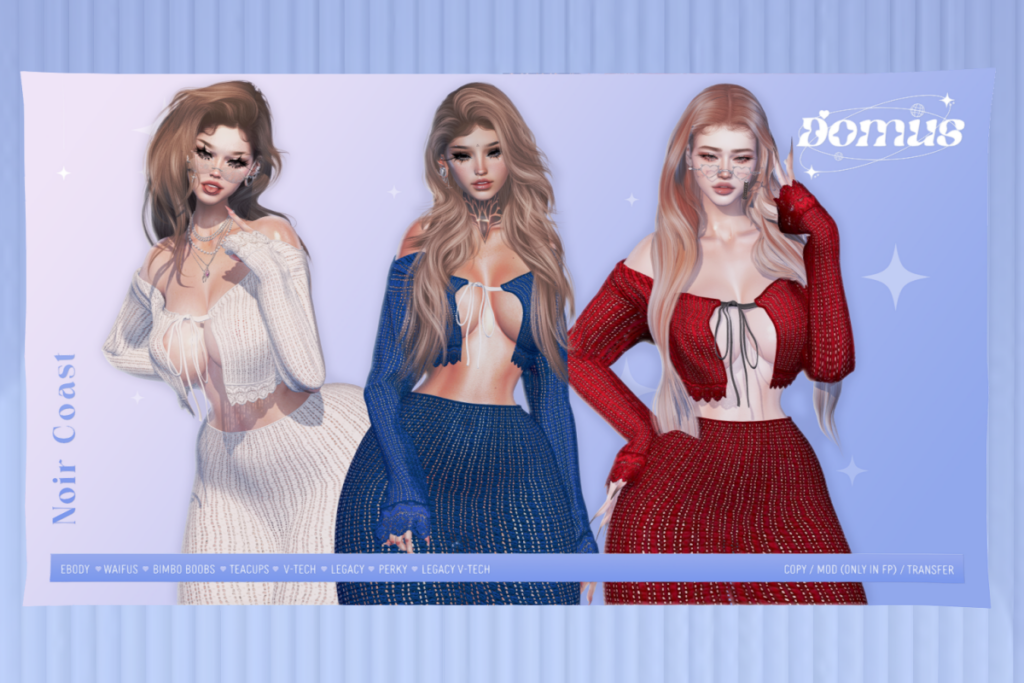 Noir Coast Set - Reborn/+mods, L$450 each/L$1500 FP