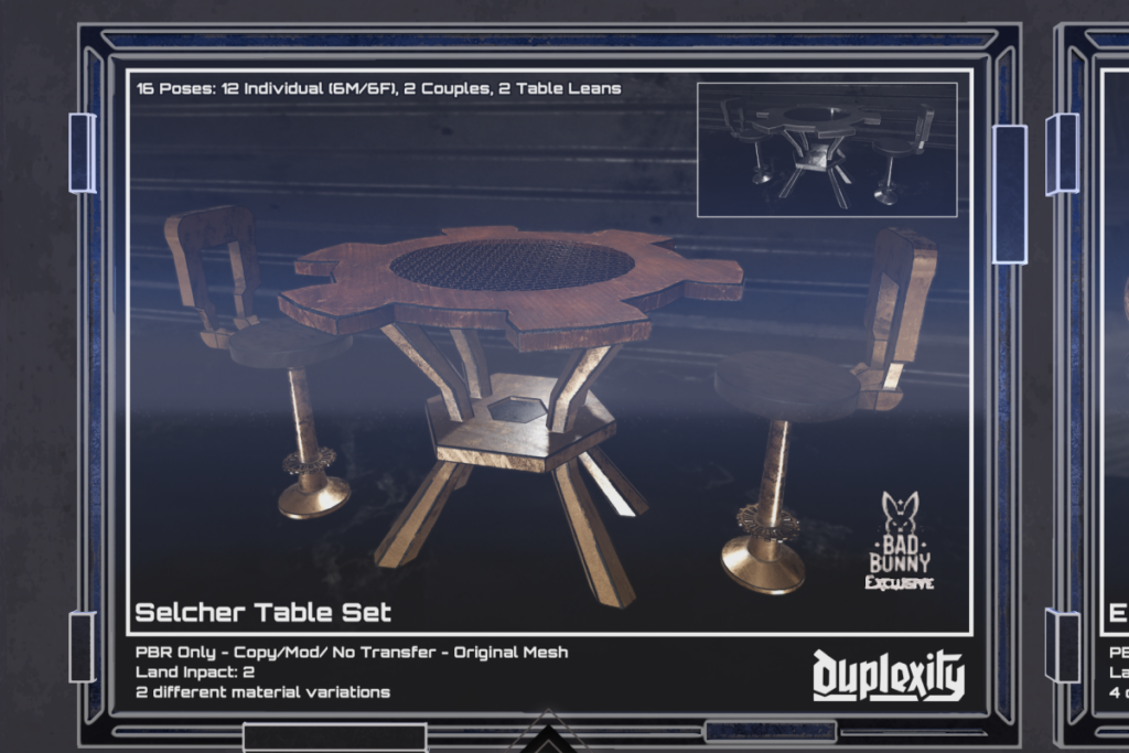 Selcher Table Set, L$225