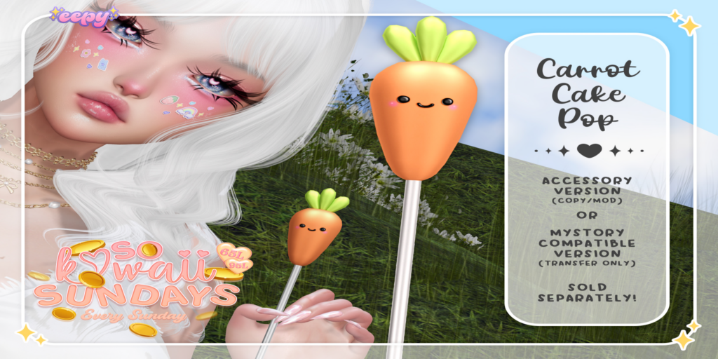 Carrot Cake Pop Holdable	&lt;a href=&quot;http://maps.secondlife.com/secondlife/Sweetest%20Thing/87/205/1456&quot;&gt;Teleport&lt;/a&gt;