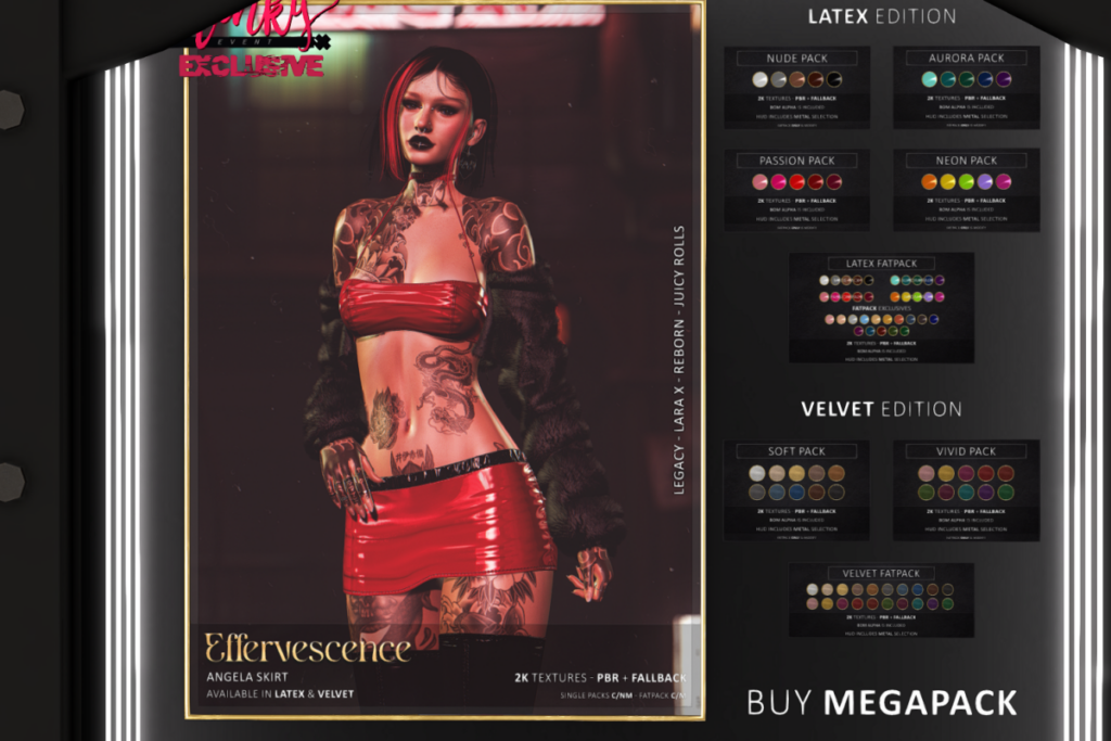 Angela Skirt - Legacy/MaitreyaX/Reborn/+mods, L$449-L$599 each/L$1999 FP