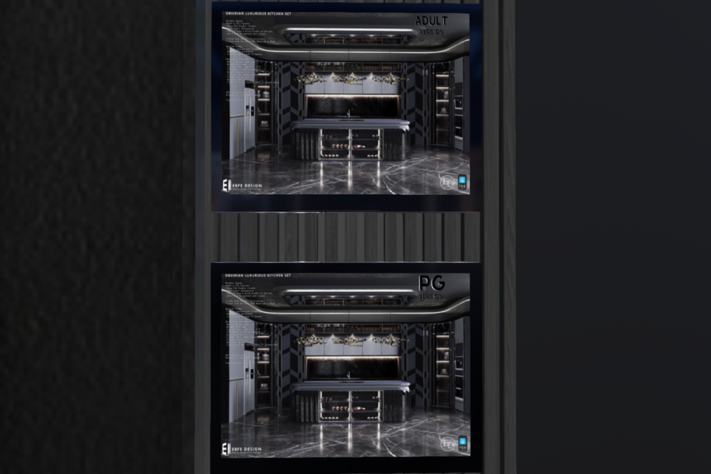 Obsidian Kitchen Set Adult, L$3290 | Obsidian Kitchen Set PG, L$2790
