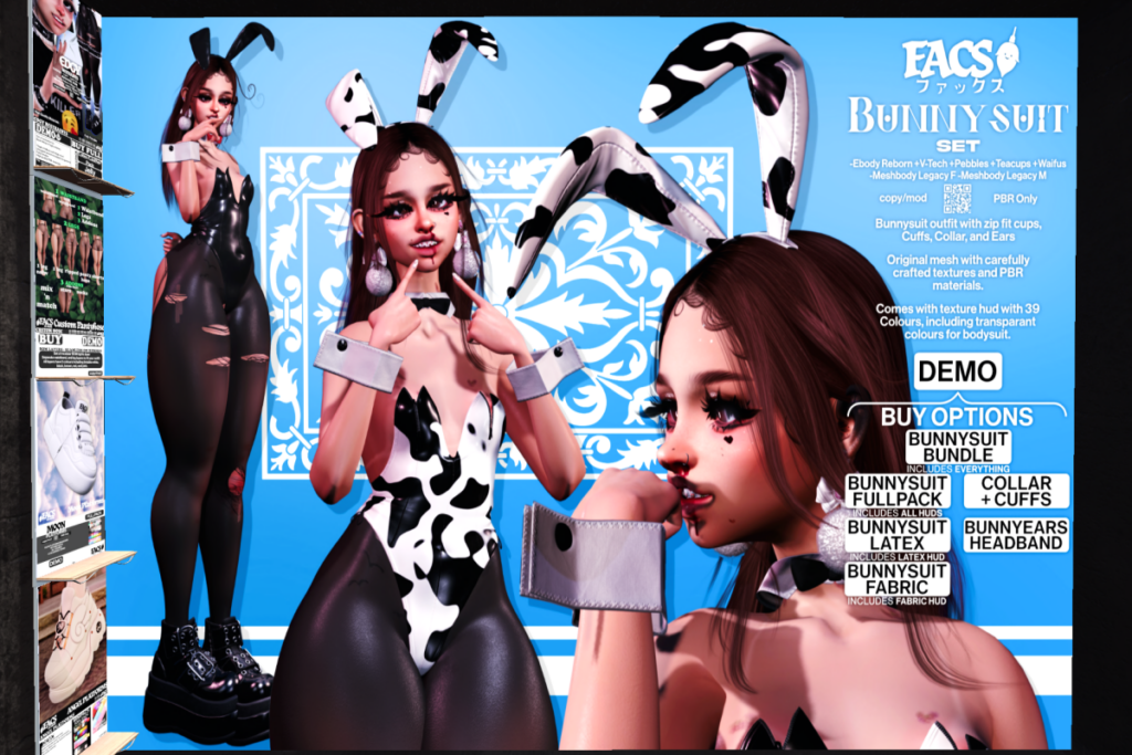 Bunny Suit - Legacy M+F/Reborn/+mods, L$349-L$1100 each pack/L$1695 FP