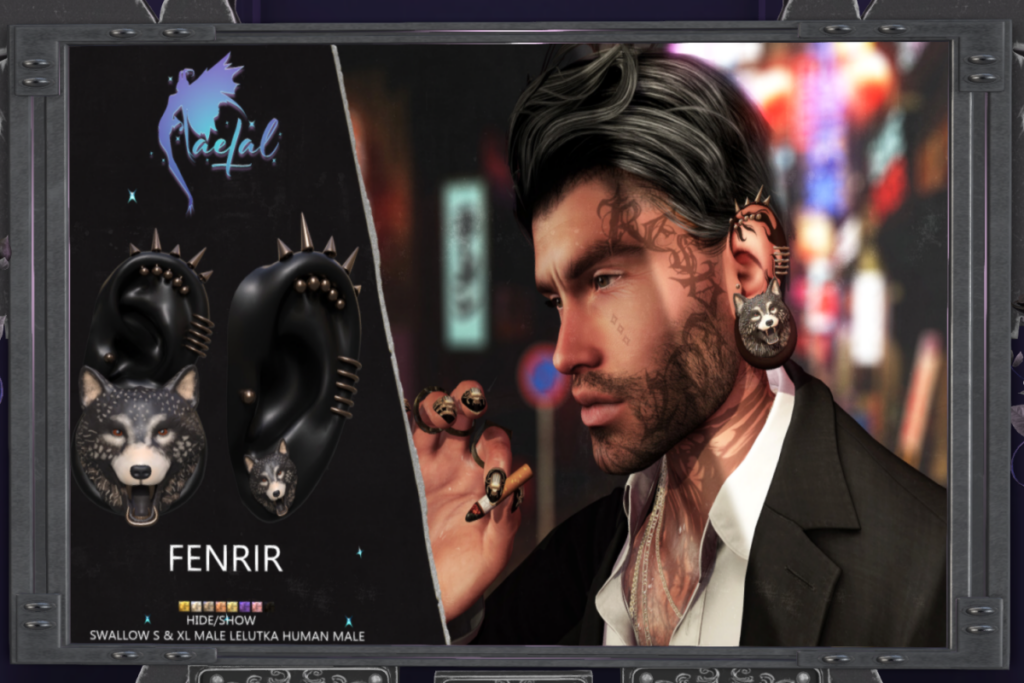 Fenrir Earrings - Lelutka/Swallow S+XL, L$199 each
