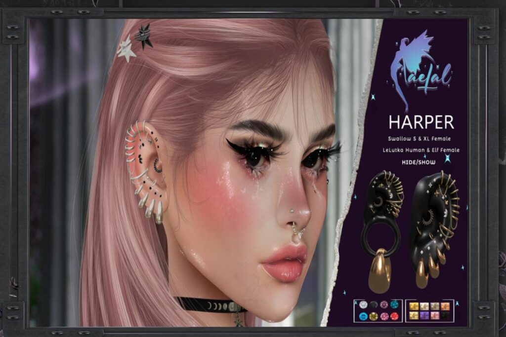 Harper Earrings - Swallow S-XL Female/EvoX Human + Elf Female, L$199 each