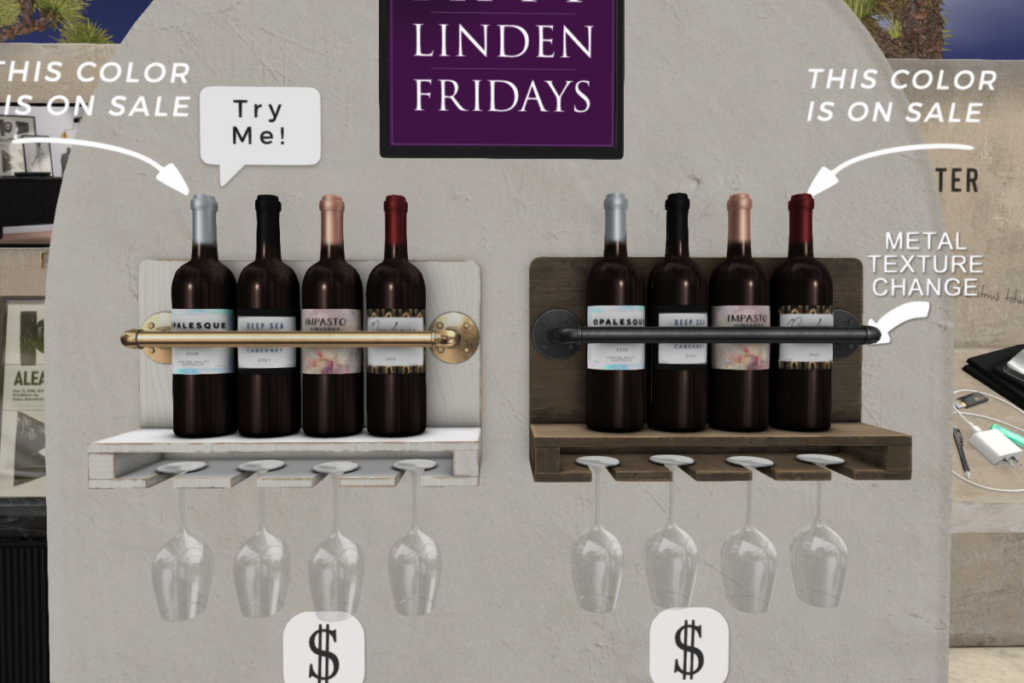Industrial Wine Holder	&lt;a href=&quot;http://maps.secondlife.com/secondlife/Fancy%20Decor/155/111/23&quot;&gt;TELEPORT&lt;/a&gt;