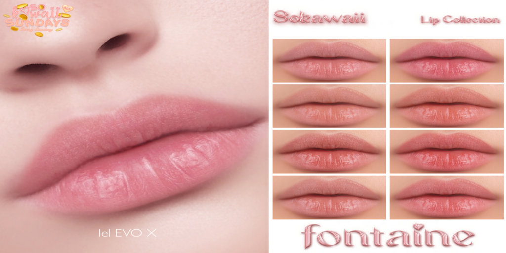 Sokawaii Lipstick - EvoX	&lt;a href=&quot;https://maps.secondlife.com/secondlife/VELOUR/66/140/83&quot;&gt;Teleport&lt;/a&gt;