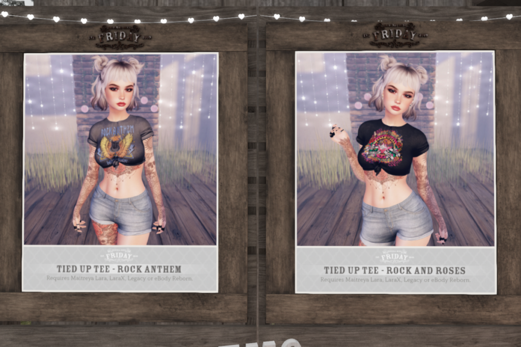 Tied Up Tee Rock Anthem - Legacy/MaitreyaX/Reborn | Tied Up Tee Rock And Roses - Legacy/MaitreyaX/Reborn	&lt;a href=&quot;http://maps.secondlife.com/secondlife/White%20River%20Farm/181/134/23&quot; target=&quot;_blank&quot;&gt;Teleport&lt;/a&gt;