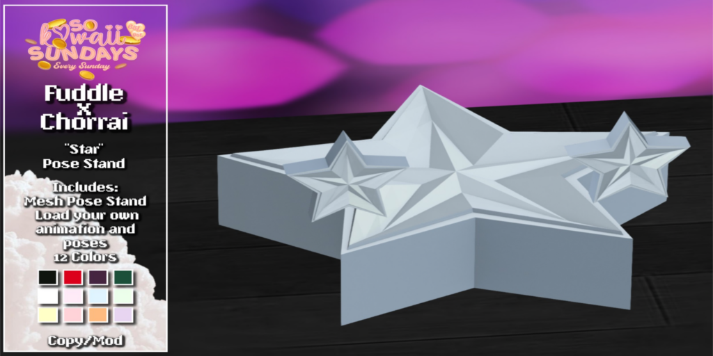Star Pose Stand	&lt;a href=&quot;http://maps.secondlife.com/secondlife/Dream%20Garden/102/85/1251&quot;&gt;Teleport&lt;/a&gt;