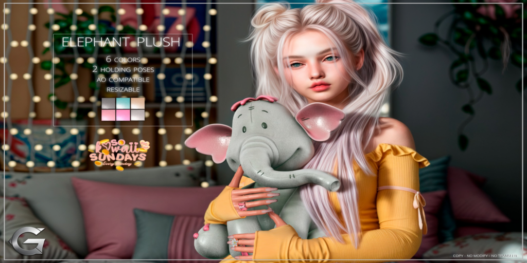 Elephant Plush Holdable	&lt;a href=&quot;http://maps.secondlife.com/secondlife/Spruce%20Peak/211/193/24&quot;&gt;Teleport&lt;/a&gt;