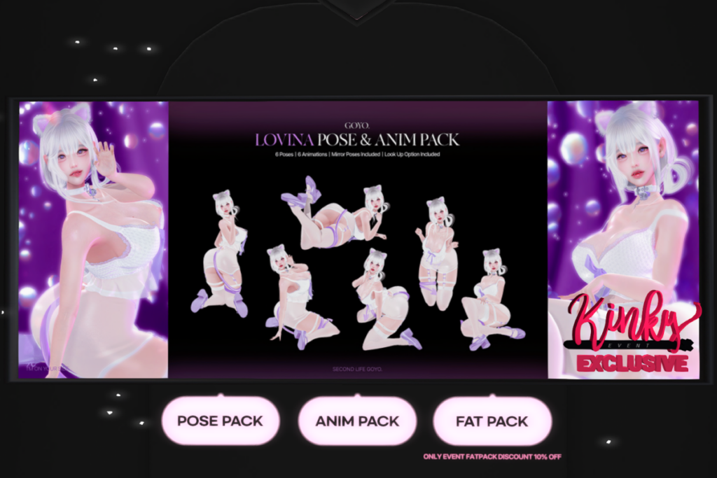 Lovina Poses and Animations, L$269-L$319 each/L$333 FP