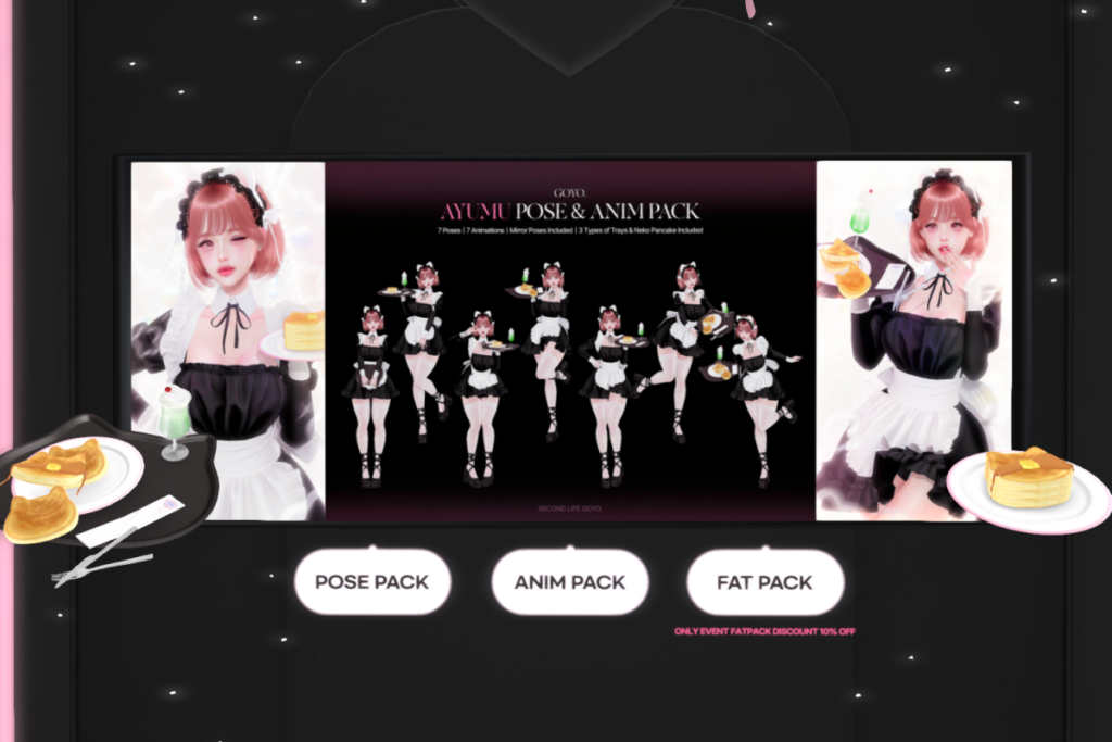 Ayumu Poses, Animations &amp; Props Set, L$269-L$319 each/L$333 FP