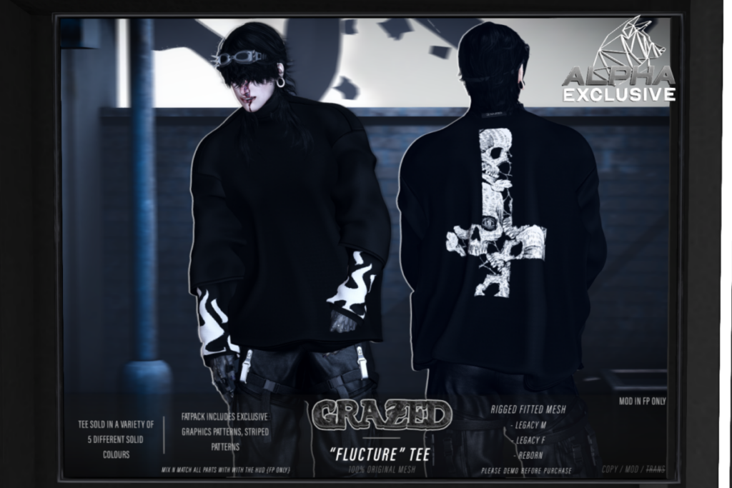Flucture Tee - Legacy F+M/Reborn, L$299 each/L$1299 FP