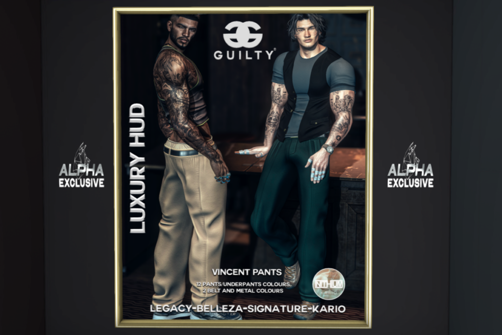 Vincent Pants - Gianni/Jake/Kario/Legacy, L$249 each/L$1099 FP