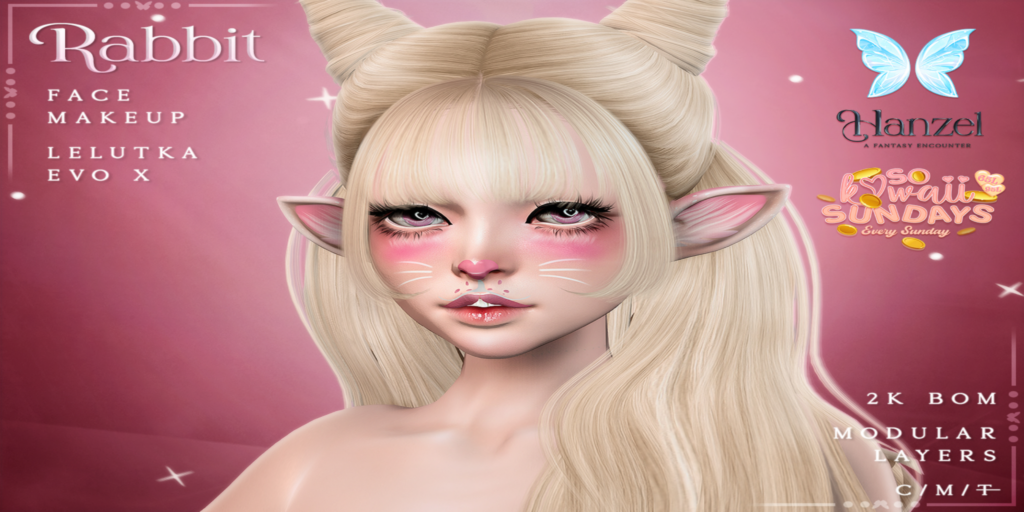 Rabbit Face Makeup - EvoX	&lt;a href=&quot;http://maps.secondlife.com/secondlife/Blueberry%20Media/113/141/1502&quot;&gt;Teleport&lt;/a&gt;
