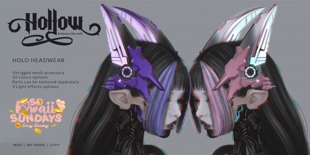 Holo Headwear	&lt;a href=&quot;https://maps.secondlife.com/secondlife/Tomoeda/109/37/1502&quot;&gt;Teleport&lt;/a&gt;