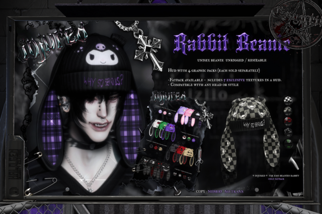 Chaotic Rabbit Beanie, L$400 each/L$1099 FP
