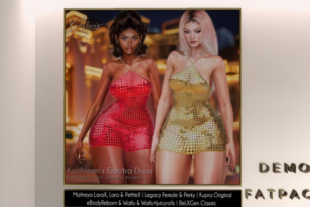 Electra Dress - GenX Classic/Inithium/Legacy/Maitreya/Reborn/+mods, L$289 each/L$1499 FP