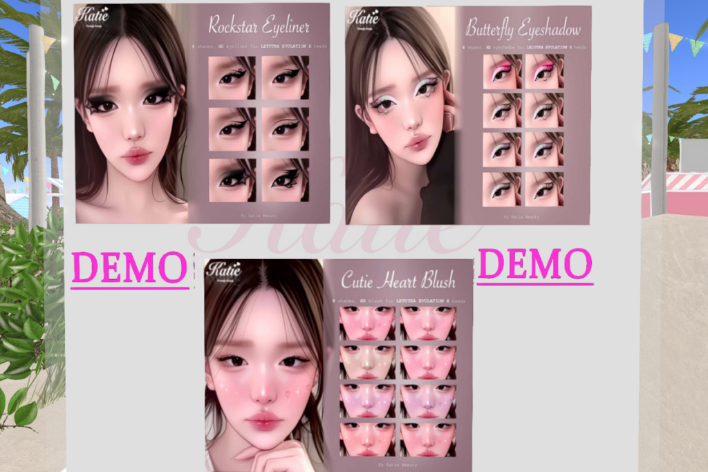 Rockstar Eyeliner - EvoX, L$250 | Butterfly Eyeshadow - EvoX, L$299 | Cutie Heart Blush - EvoX, L$279
