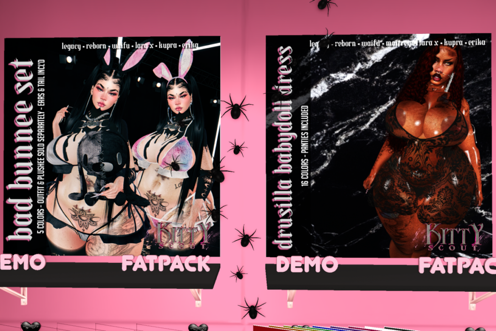 Drusilla Body Suit - Erika/Inithium/Legacy/MaitreyaX/Reborn/+mods, L$250 each/L$3000 FP | Bad Bunnee Set - Erika/Inithium/Legacy/MaitreyaX/Reborn, L$299 each/L$3000 FP