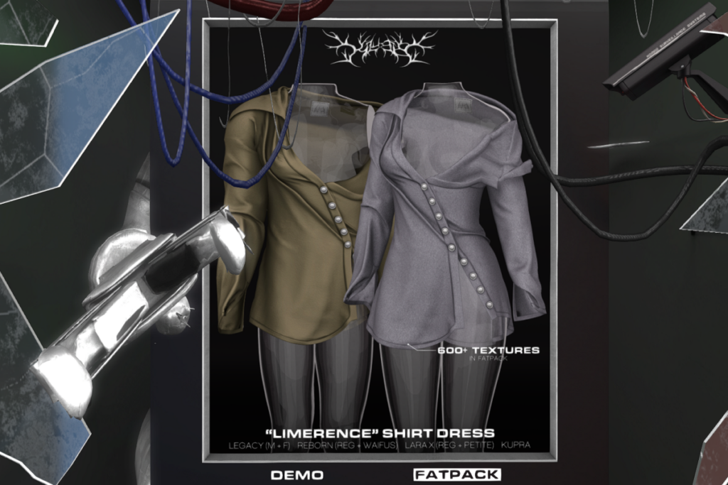 Limerence Shirt Dress - Legacy F+M/Reborn/+mods, L$269 each/L$1399 FP