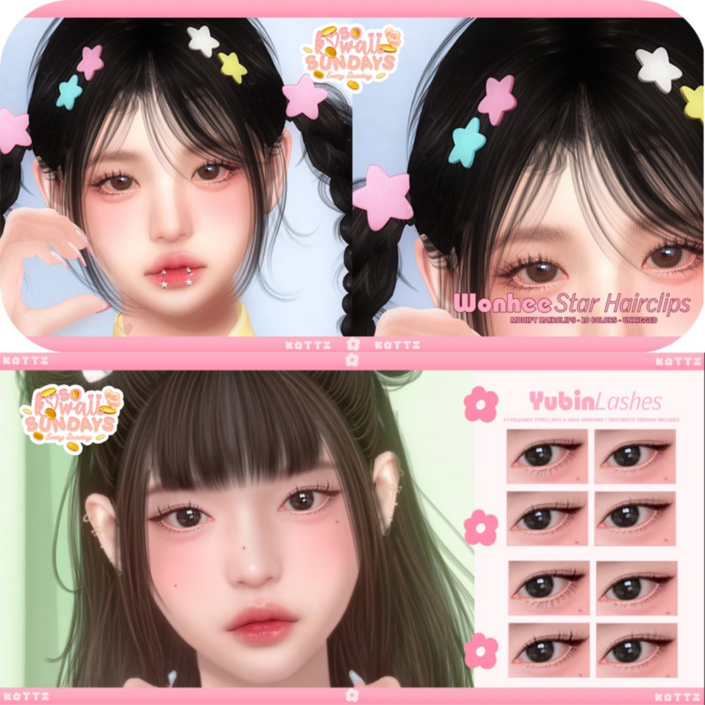 Wonhee Star Hairclips | Yubin Lashes - EvoX	&lt;a href=&quot;https://maps.secondlife.com/secondlife/Dream%20Lake/124/123/184&quot;&gt;Teleport&lt;/a&gt;