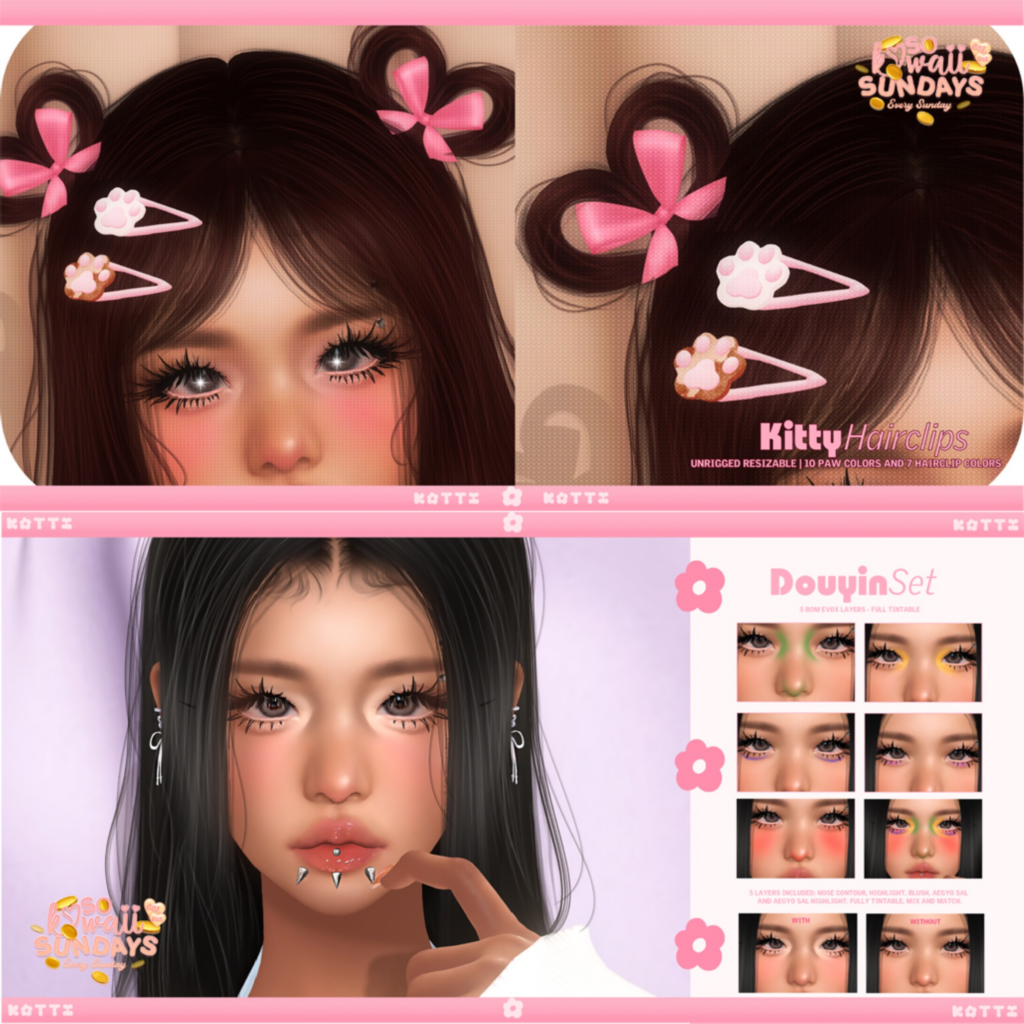 Kitty Hairclips | Douyin Set Cosmetics - EvoX	&lt;a href=&quot;https://maps.secondlife.com/secondlife/Dream%20Lake/122/133/184&quot;&gt;Teleport&lt;/a&gt;