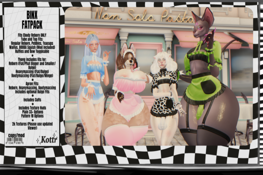 Binx Set - Reborn/+mods, L$399 each/L$699-L$2000 each FP
