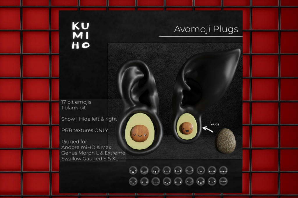 Avomoji Plugs - see ad for fits, L$425 each